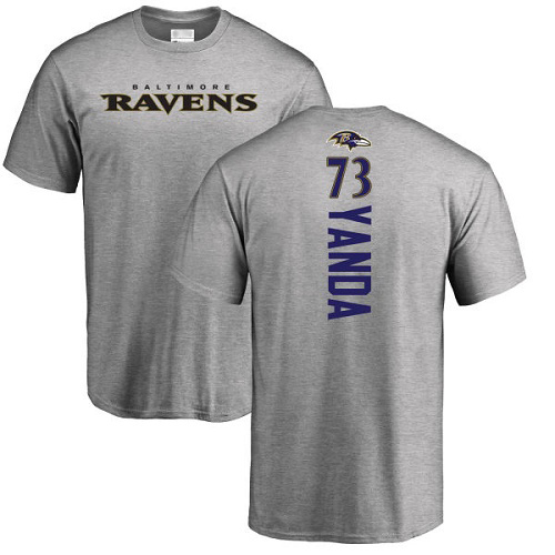 Men Baltimore Ravens Ash Marshal Yanda Backer NFL Football 73 T Shirt